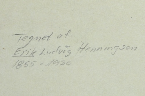 Erik Ludvig Henningsen Zeichnung antik Landschaft Jagd