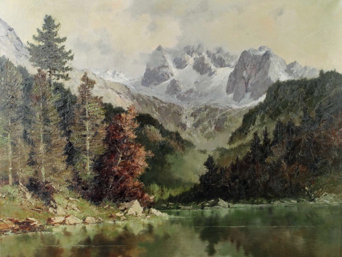 Ernst Bröcker 1893 1963 Ölgemälde Gosausee Dachstein