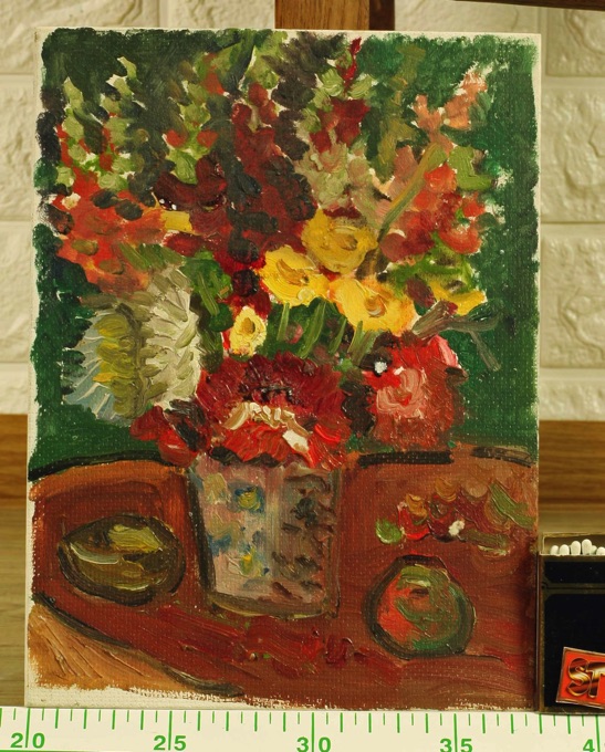Ernst Pader 1915 1978 kleines Ölgemälde Stillleben Blumen 9