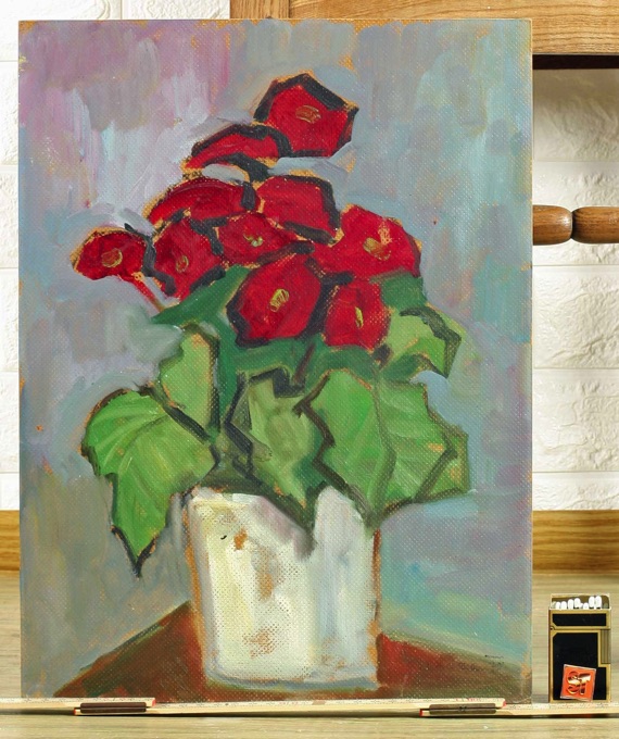 Ernst Pader Ölgemälde 1975 Stillleben Topfblume 5