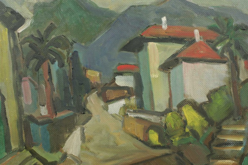 Ernst Pader Ölgemälde 1976 südliche Landschaft 1