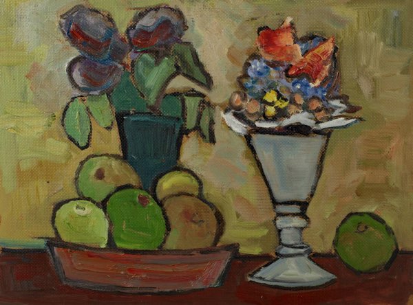 Ernst Pader Ölgemälde Stillleben Obst naiv