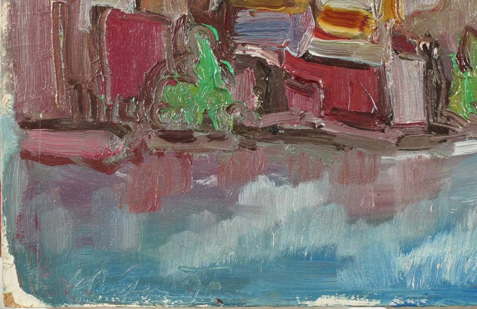 Ernst Pader Ölgemälde expressive Stadtansicht 1970 7