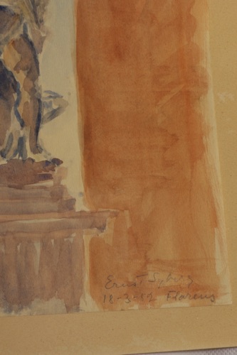 Ernst Syberg Aquarell Florenz Statue 1952