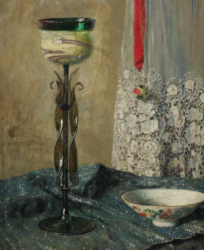 Ernst Topefer Ölgemälde Stillleben Jugendstil antik 1920 Kelch Vase