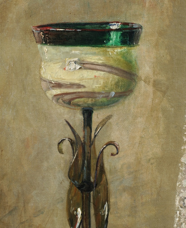 Ernst Topefer Ölgemälde Stillleben Jugendstil antik 1920 Kelch Vase