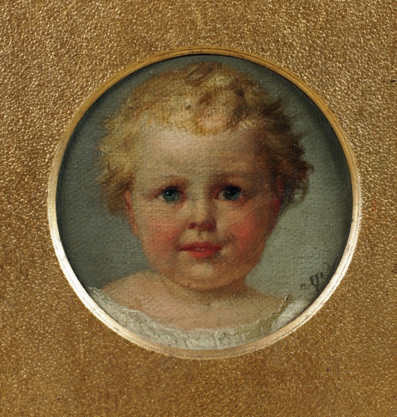Eugen Klimsch antikes Ölgemälde Portrait Mädchen Kind Miniatur