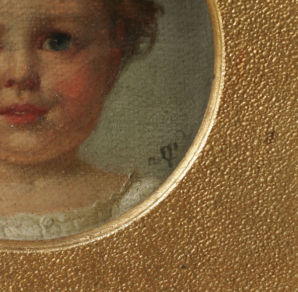 Eugen Klimsch antikes Ölgemälde Portrait Mädchen Kind Miniatur