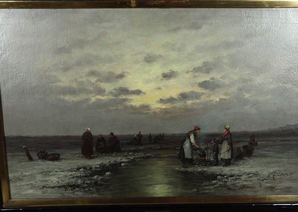F Münsterfeld Ölgemälde antik Winter in Norwegen