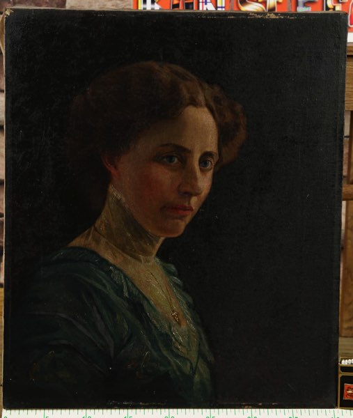 Faust Ölgemälde antik Portrait Dame Kleid