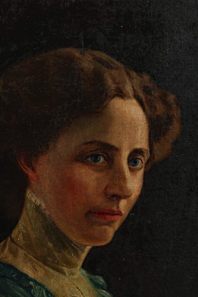 Faust Ölgemälde antik Portrait Dame Kleid