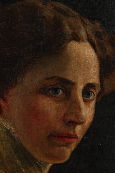 Faust Ölgemälde antik Portrait Dame Kleid