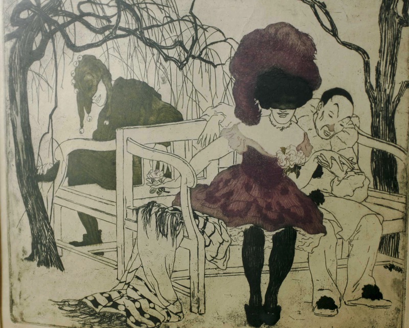 Ferdinand Michel Radierung Comedia dell Arte
