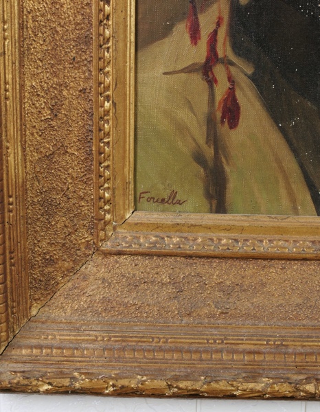 Forcella Ölgemälde antik Portrait Beduine beschädigt