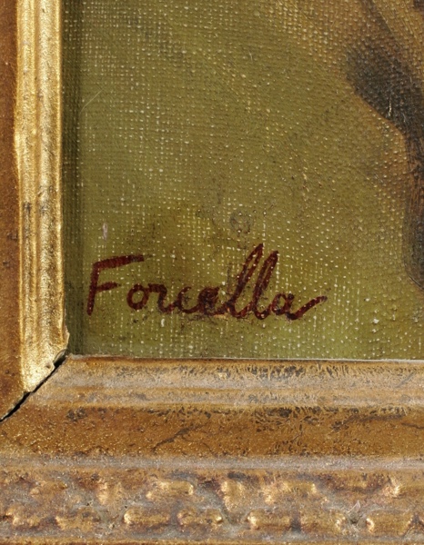 Forcella Ölgemälde antik Portrait Beduine beschädigt