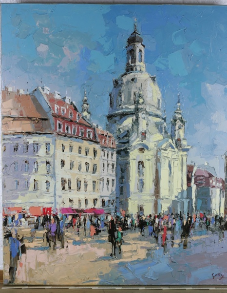 Frank Getty Ölgemälde Dresden Frauenkirche 120cm