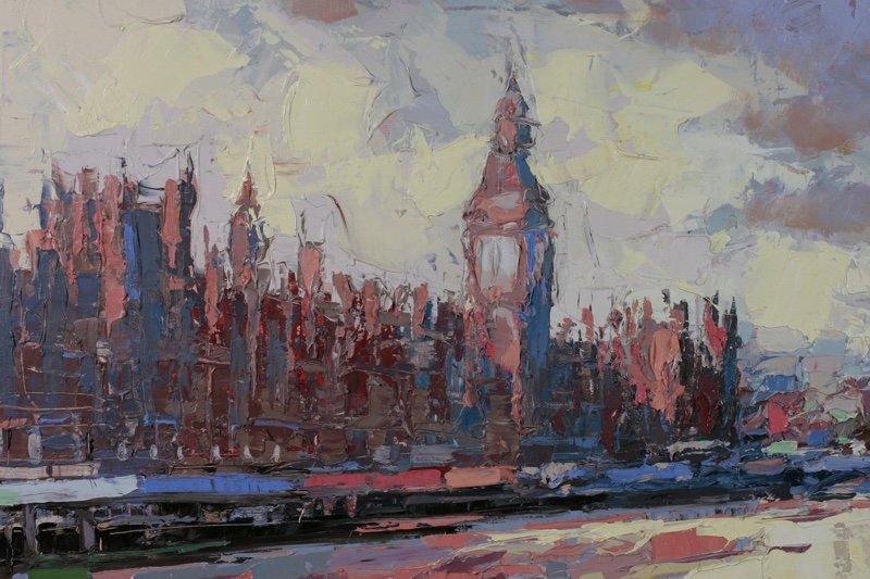 Frank Getty Ölgemälde London Temse Big Ben 130cm