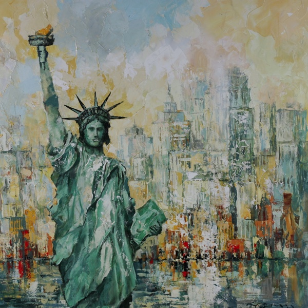 Frank Getty Ölgemälde New York painting Liberty Freiheitstatue