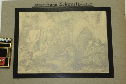 Frans Schwartz Zeichnung antik Jesus Personen Bettler
