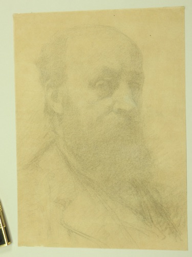 Frans Schwartz Zeichnung antik Maler Selbstportrait
