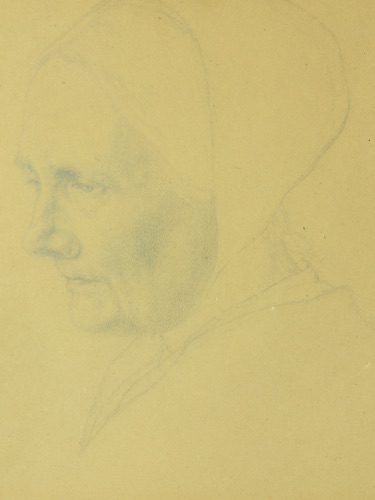 Frans Schwartz Zeichnung antik Portrait Frau Grossmutter