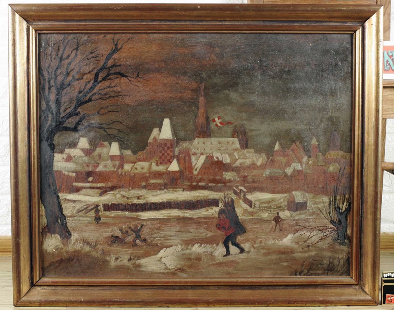 Franz Senkinc antikes Ölgemälde Wien im Jahre 1483