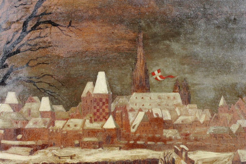 Franz Senkinc antikes Ölgemälde Wien im Jahre 1483