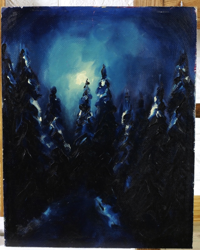 Franzeph Ölgemälde älter Winter blau