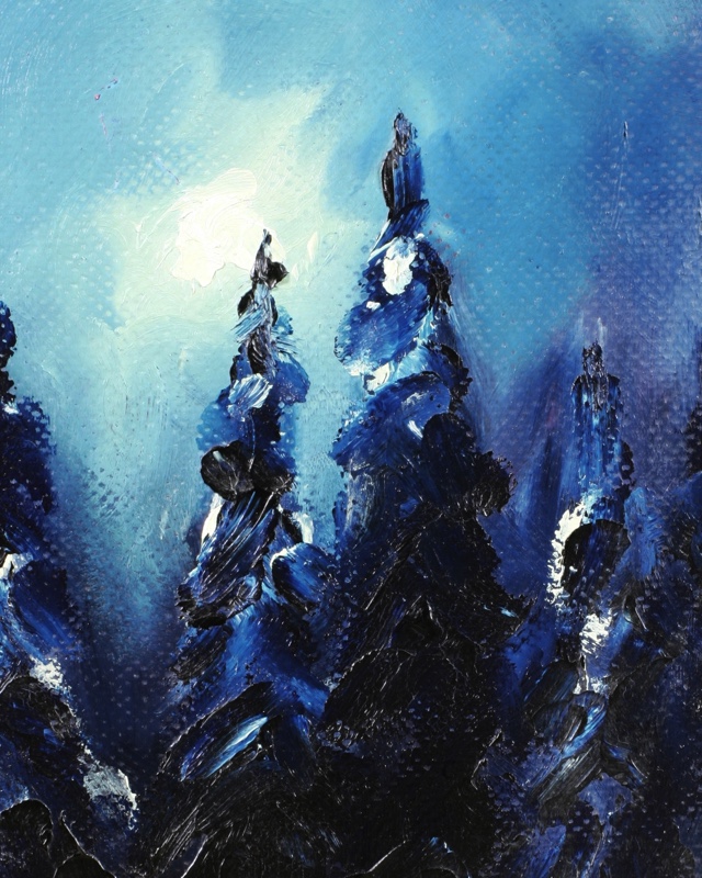 Franzeph Ölgemälde älter Winter blau