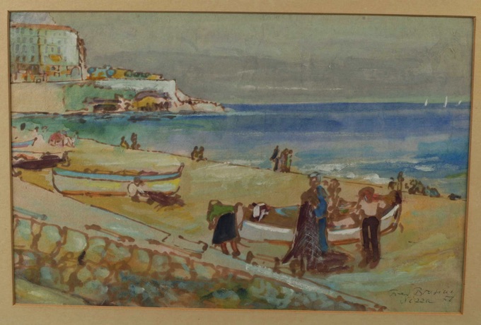 Fred Brosius Aquarell Gouache Nizza 1952