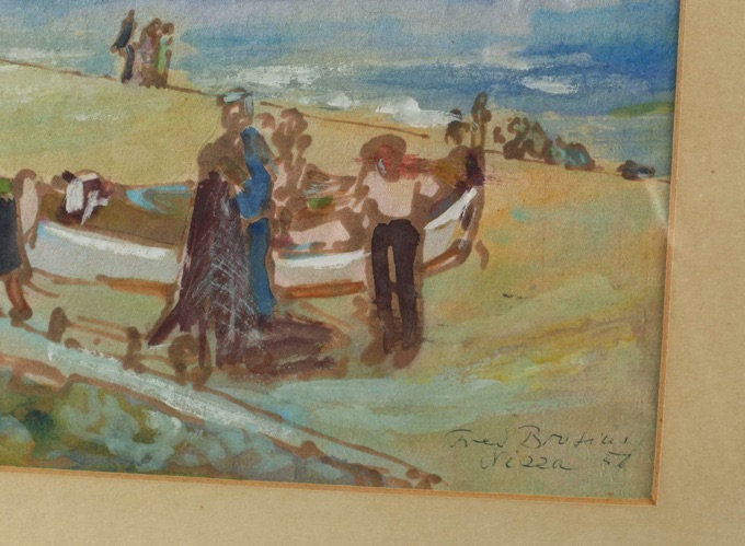 Fred Brosius Aquarell Gouache Nizza 1952