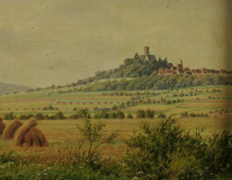 Friedrich Berthold Fauldrath Ölgemälde antik Vetzberg Burgen