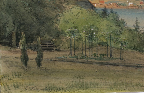 Friedrich Ernst Wolperding antikes Aquarell Kiel Hafen 1847