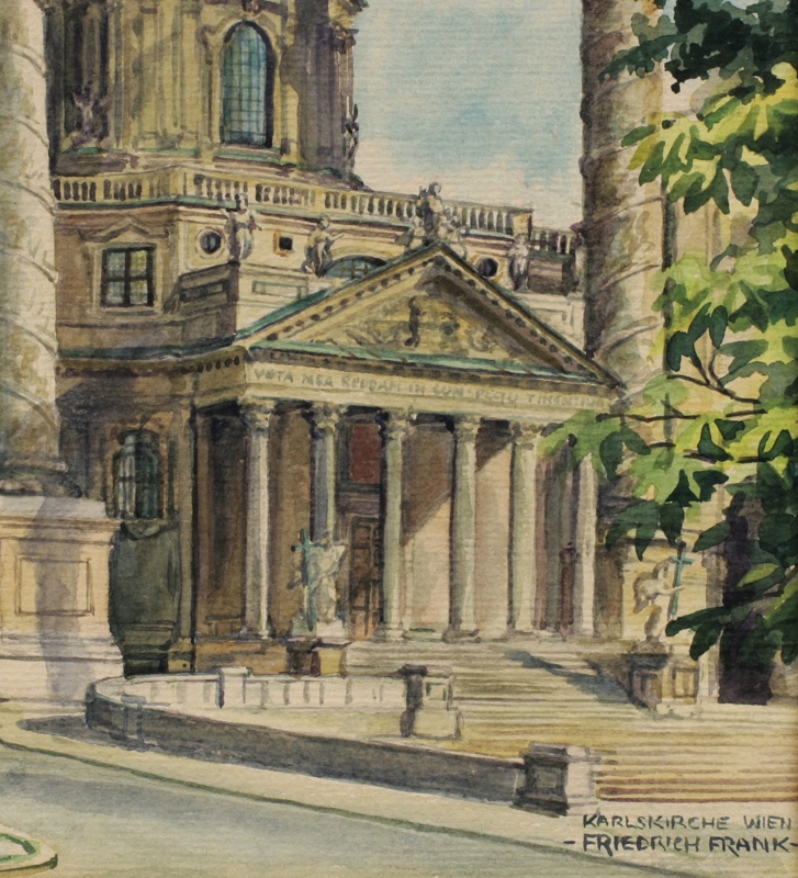 Friedrich Frank Aquarell Karlskirche Wien