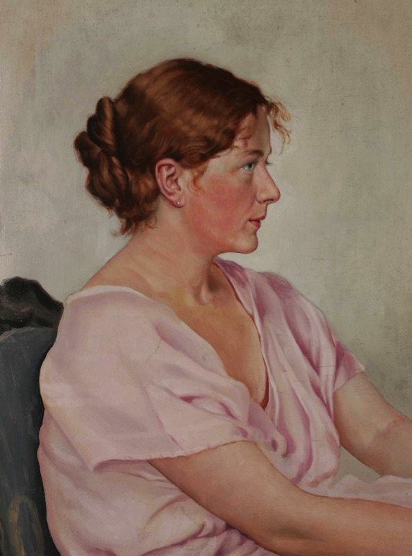 Friedrich Krampf antikes Ölgemälde von 1924 Portrait Dame Frau