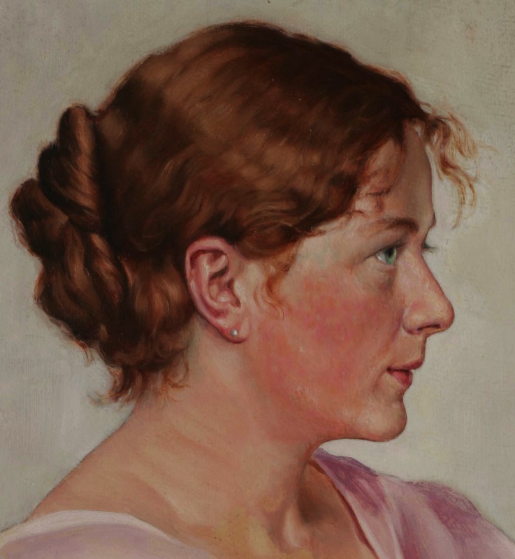 Friedrich Krampf antikes Ölgemälde von 1924 Portrait Dame Frau