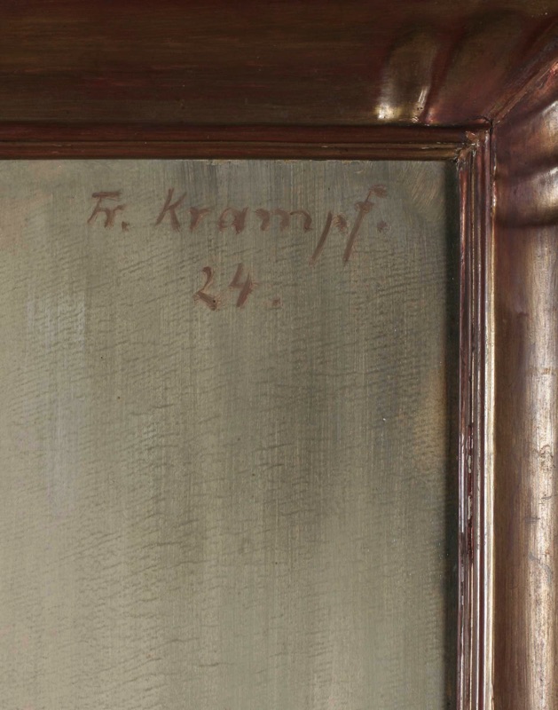 Friedrich Krampf antikes Ölgemälde von 1924 Portrait Dame Frau