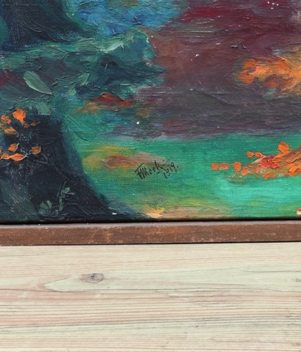 Friedrich Wilhelm Mook Ölgemälde antik 1919 Wald expressiv
