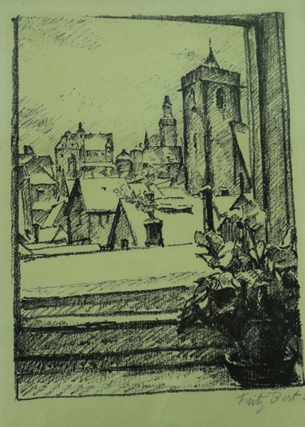 Fritz Best Radierung antik 1929 Kronberg Taunus