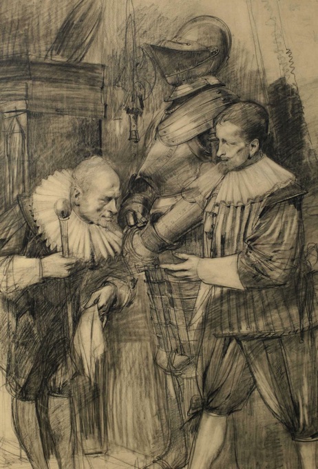 Fritz Boehle Zeichnung antik Wallenstein Bühnenstück