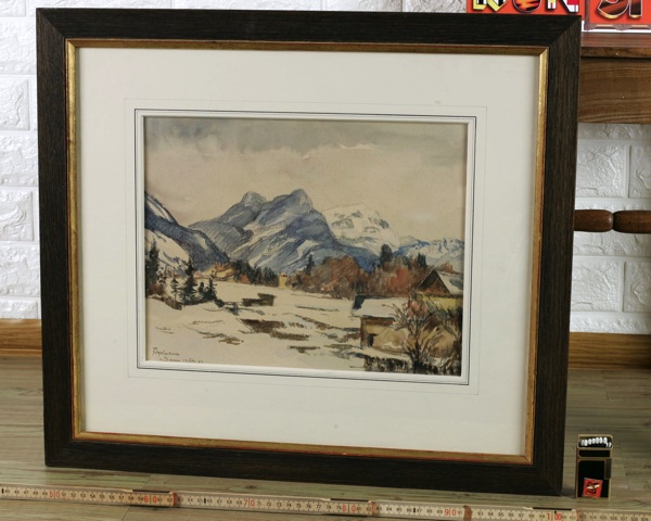 Fritz Wucherer Aquarell antik 1943 Alpen