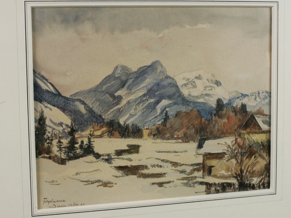 Fritz Wucherer Aquarell antik 1943 Alpen