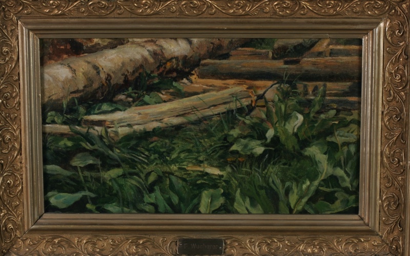 Fritz Wucherer Ölgemälde antik Wald Fontainebleau Barbizon Frankreich