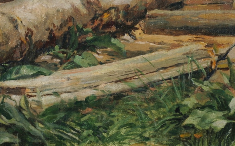 Fritz Wucherer Ölgemälde antik Wald Fontainebleau Barbizon Frankreich