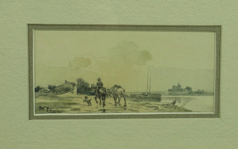 Fritz Wucherer Zeichnung Aquarell antik 1895 Paris Seine