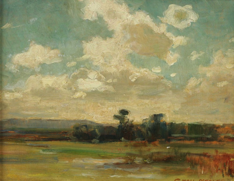 George Hall Neale älteres Ölgemälde impressionistische Landschaft