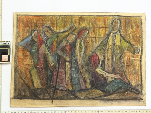 Gerhard Fischer Gemälde Mischtechnik Personen abstrakt Jesus