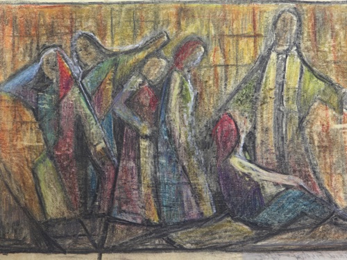 Gerhard Fischer Gemälde Mischtechnik Personen abstrakt Jesus