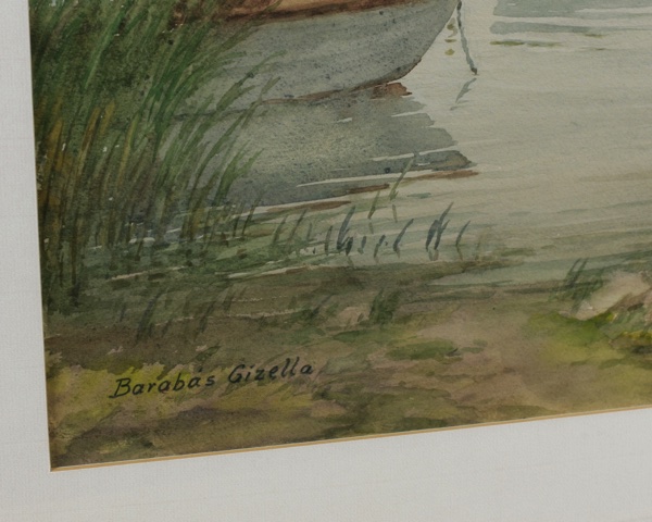 Gizella Barabás Reissmann älteres Aquarell Boot See Balaton Plattensee