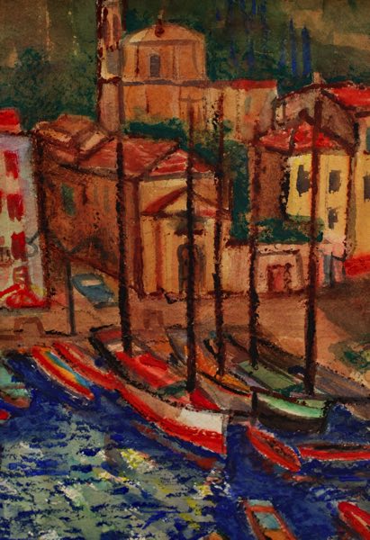 Gouache Mischtechnik Hafen antik expressiv